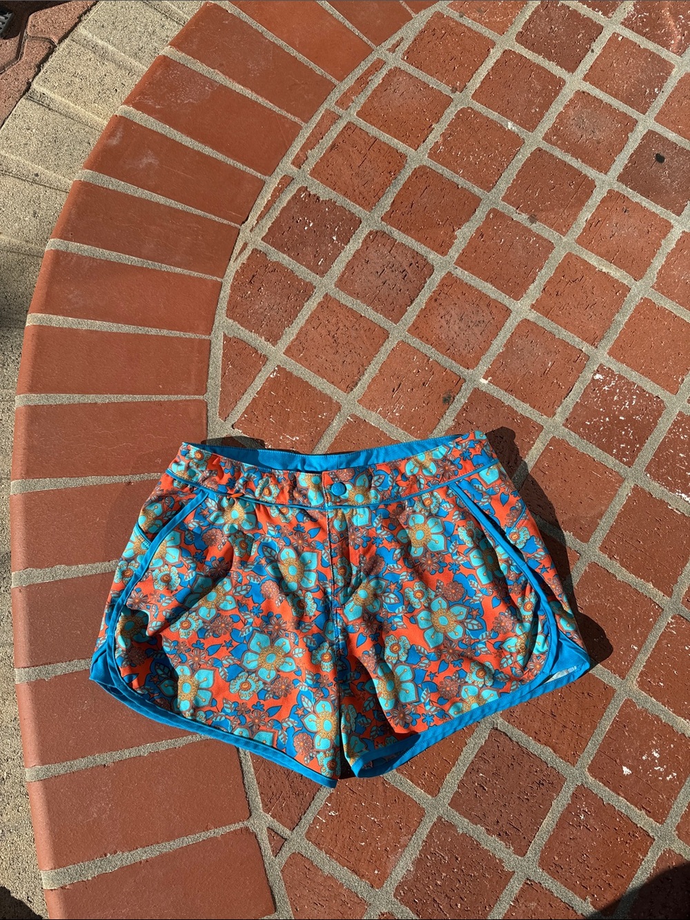 REI Floral Athletic Shorts - Blue & Orange